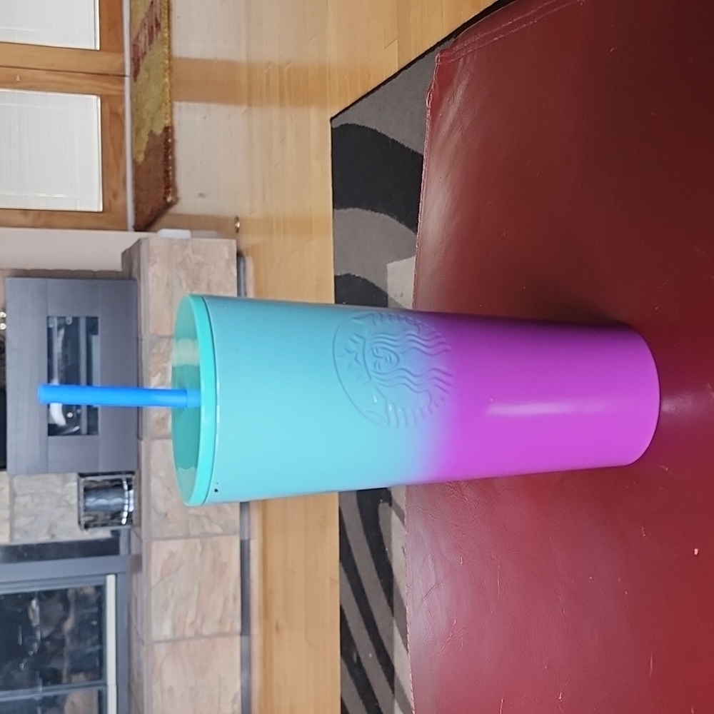 NWT Starbuck's: Insulated Metal Tumbler, Purple/Teal/Blue, 24oz